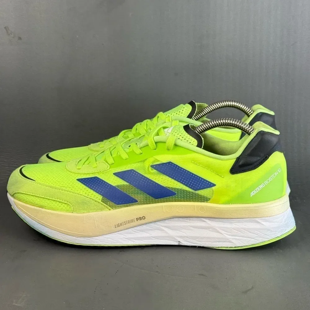 adidas Adizero Boston 10 Signal Green Sonic Ink athletic sneaker shoes men's 10